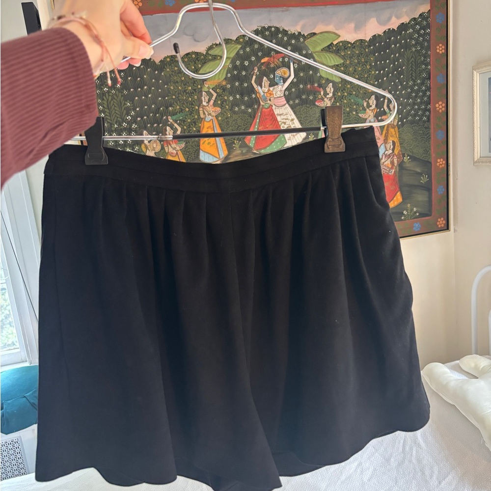 Zara Black Suede Pleated Women Shorts